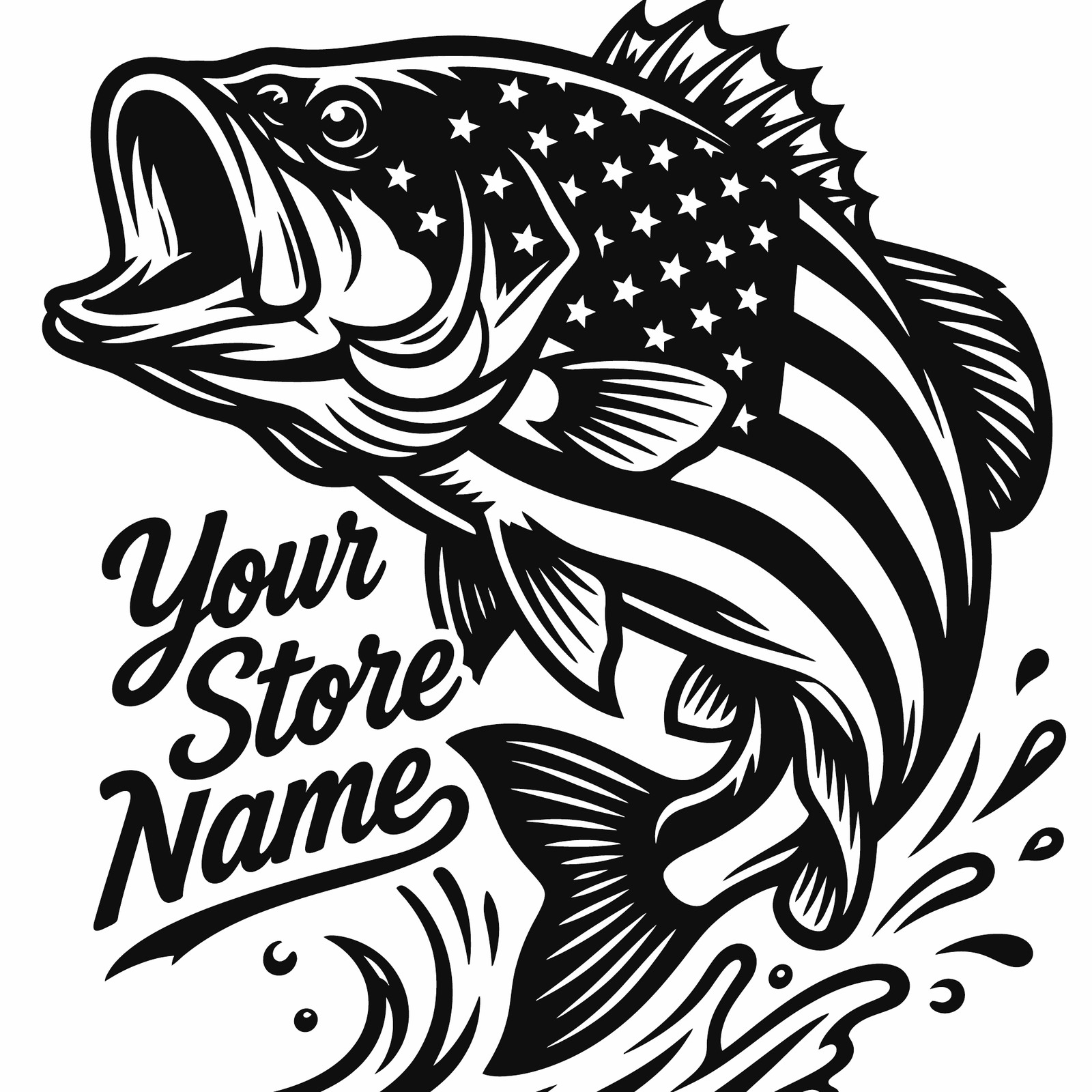 Rowan Sportswear Patriotic Bass tee design