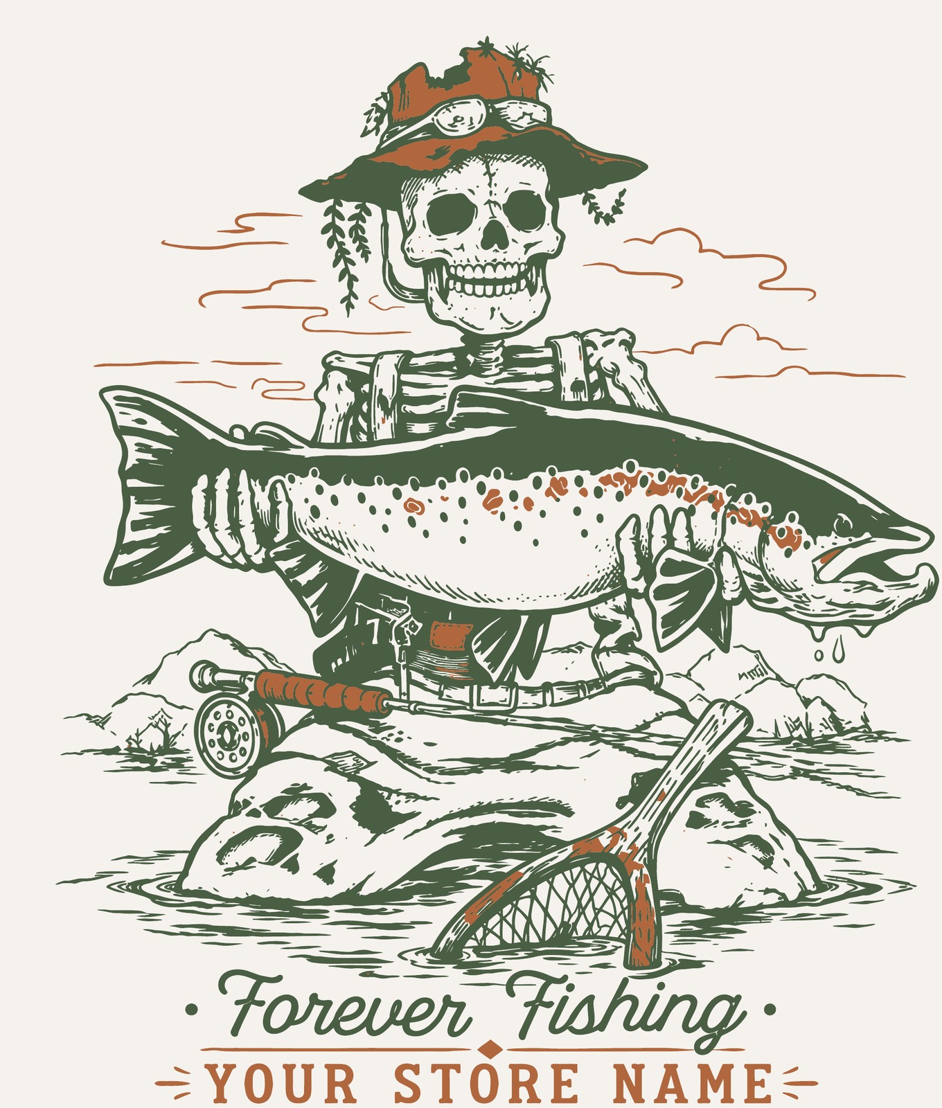 Rowan Sportswear Forever Fishing tee design