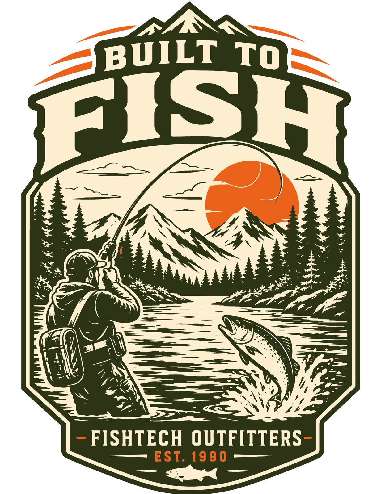 Rowan Sportswear Built to Fish tee design