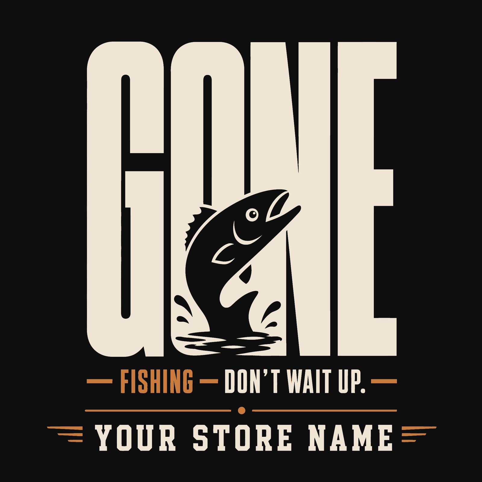 Rowan Sportswear Gone Fishing tee design