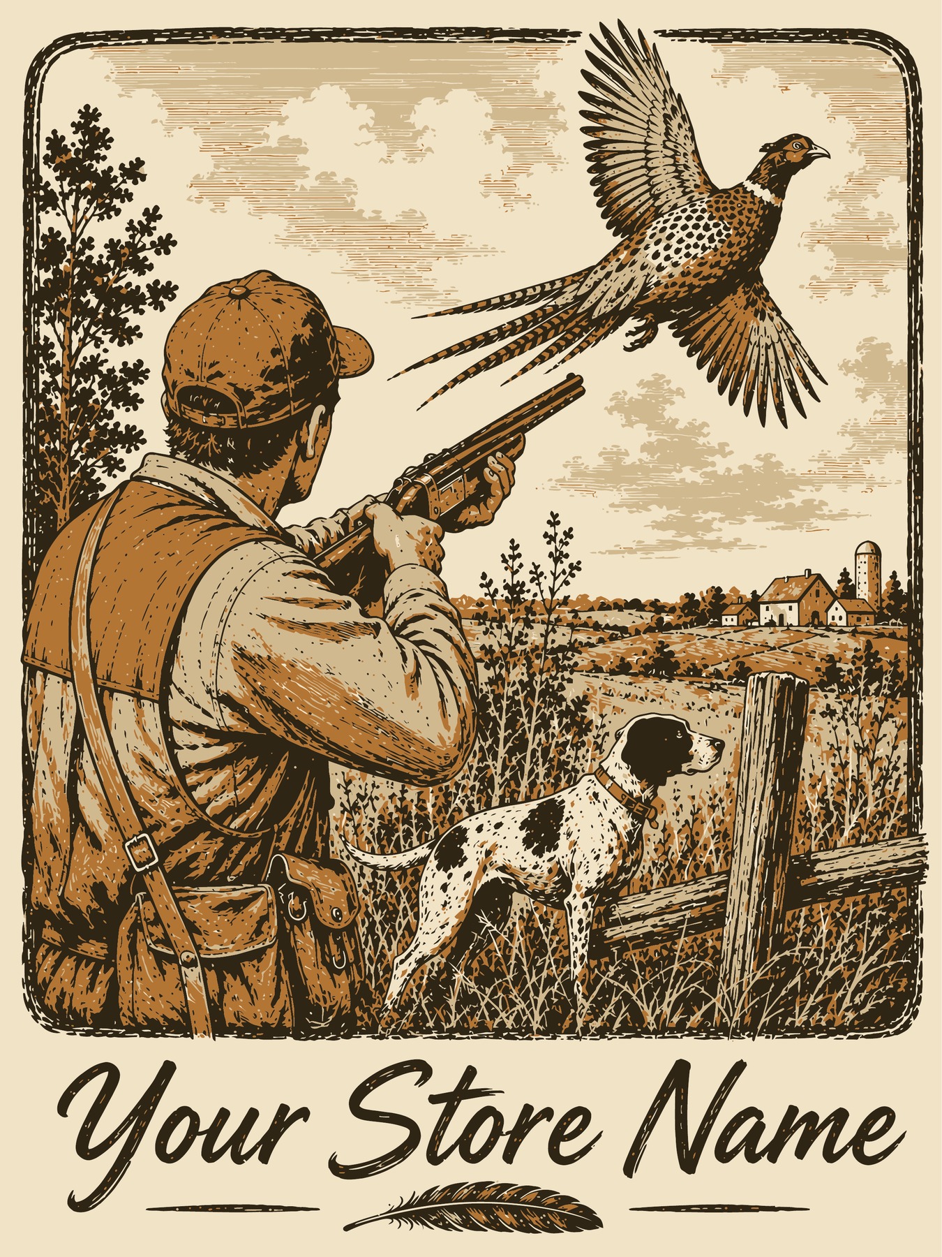 Rowan Sportswear Vintage Hunting tee design